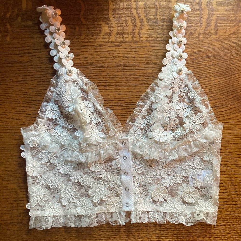 For Love & Lemons floral lace rosette cami
